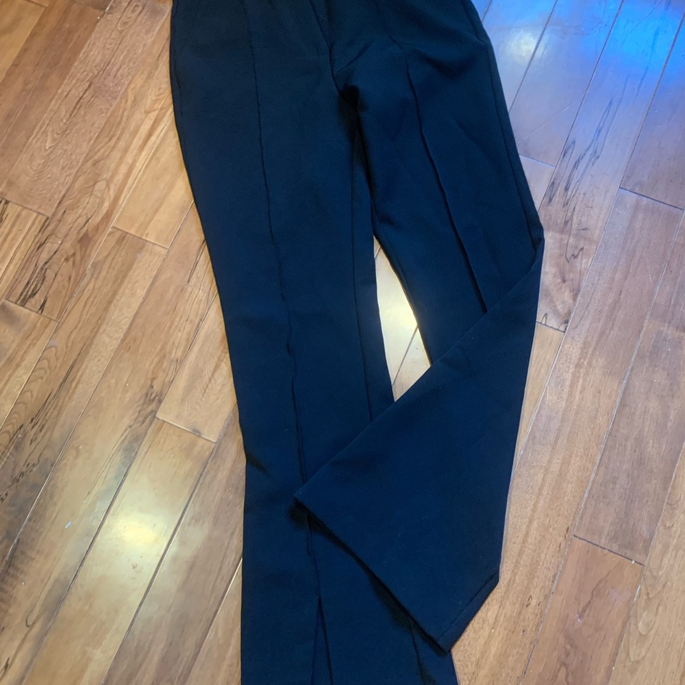 Black Dress Pants front slit , side-buckle detail at waist size 6